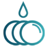 Icon of three circles with a water drop over them
