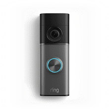 A Ring video doorbell on a white background
