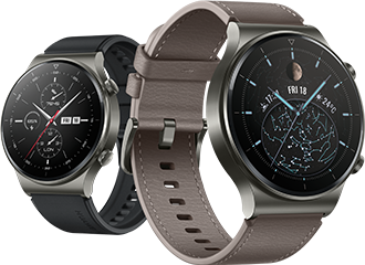 Huawei Watch GT 2 Pro in black and brown coloured straps